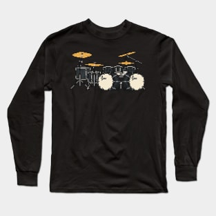 Pixel Black Double Bass Drums Long Sleeve T-Shirt